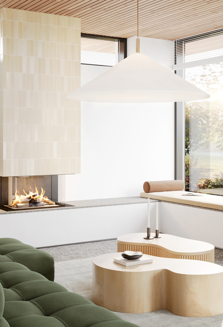 Bioethanol Kamin VISIO 70 3-Seitig BIO im hellen Wohnraum