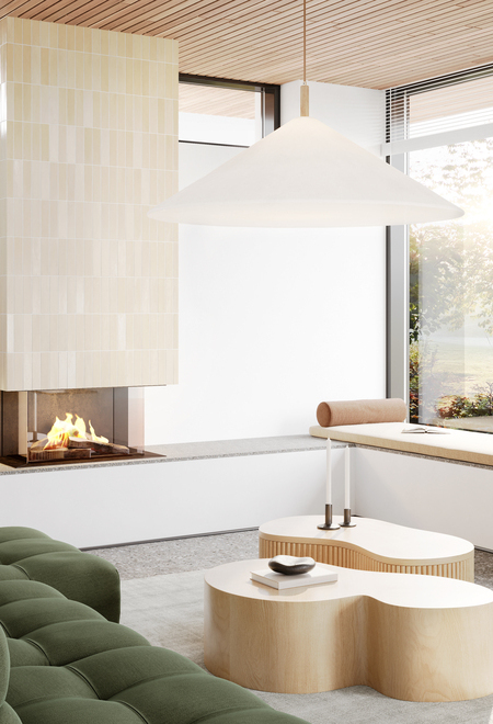 Bioethanol Kamin VISIO 70 3-Seitig BIO im hellen Wohnraum