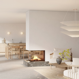 Bioethanol Kamin VISIO 70 Raumteiler im nordischen Wohnraum