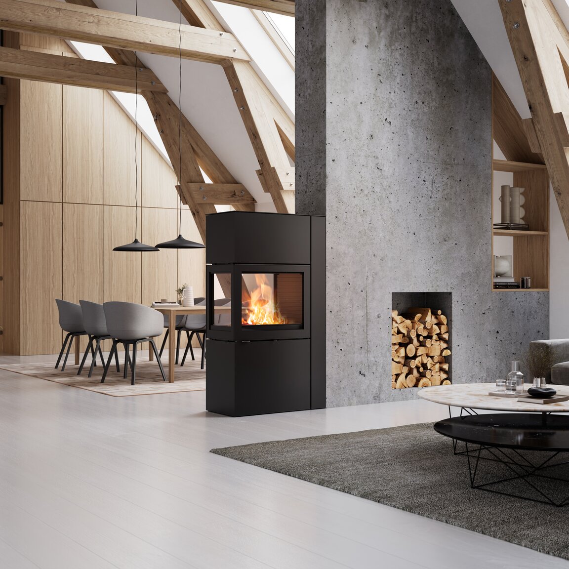 Efficace et design moderne - le séparateur d'espaces poêle 600 RD | Attika