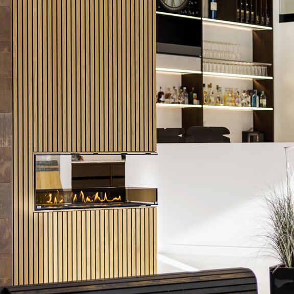 Brûleur bioéthanol Panel Wall Séparateur de pièce haut Boiseries Bar